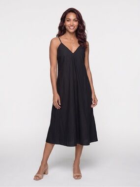 Avec Les Filles Black Sleeveless V-Neck Dress
